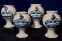 Four Antique 18th Century Dutch Delft Syrup Jars