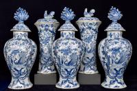 Antique Dutch Delft 18th Century Garniture J. van Duyn